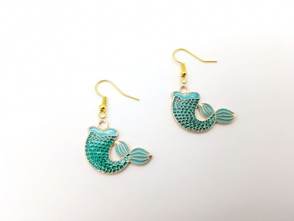 Meerjungfrauen Ohrringe goldfarben türkis